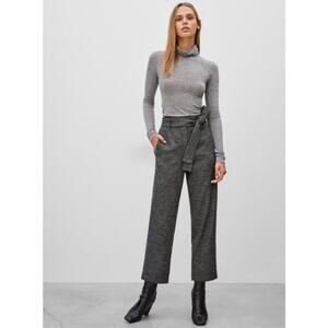 Wilfred Aritzia Jallade High Rise Wool Trouser Pant Tweed Grey 4 Preppy Classic